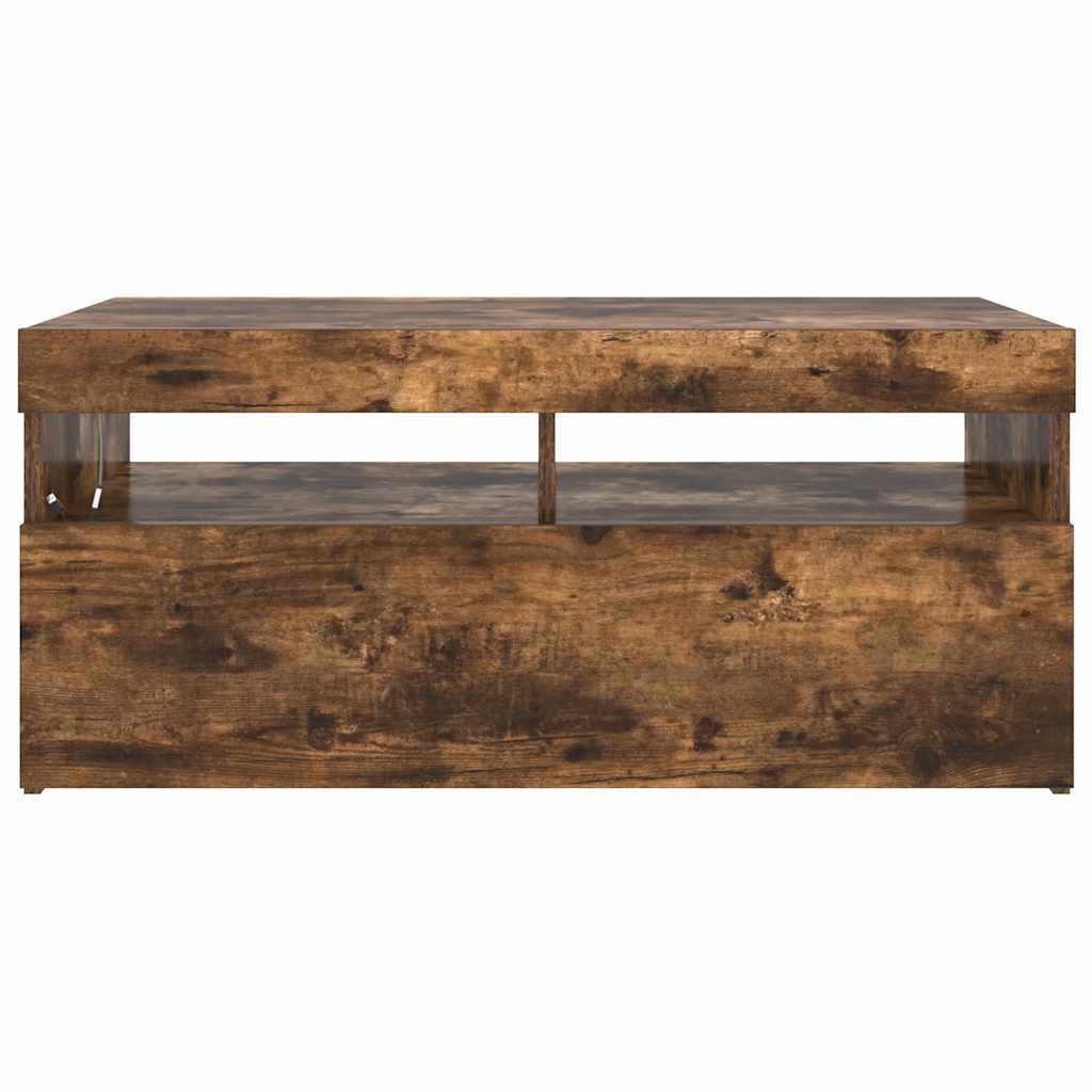 TV spintelė su LED apšvietimu, dūminio ąžuolo, 90x35x40cm