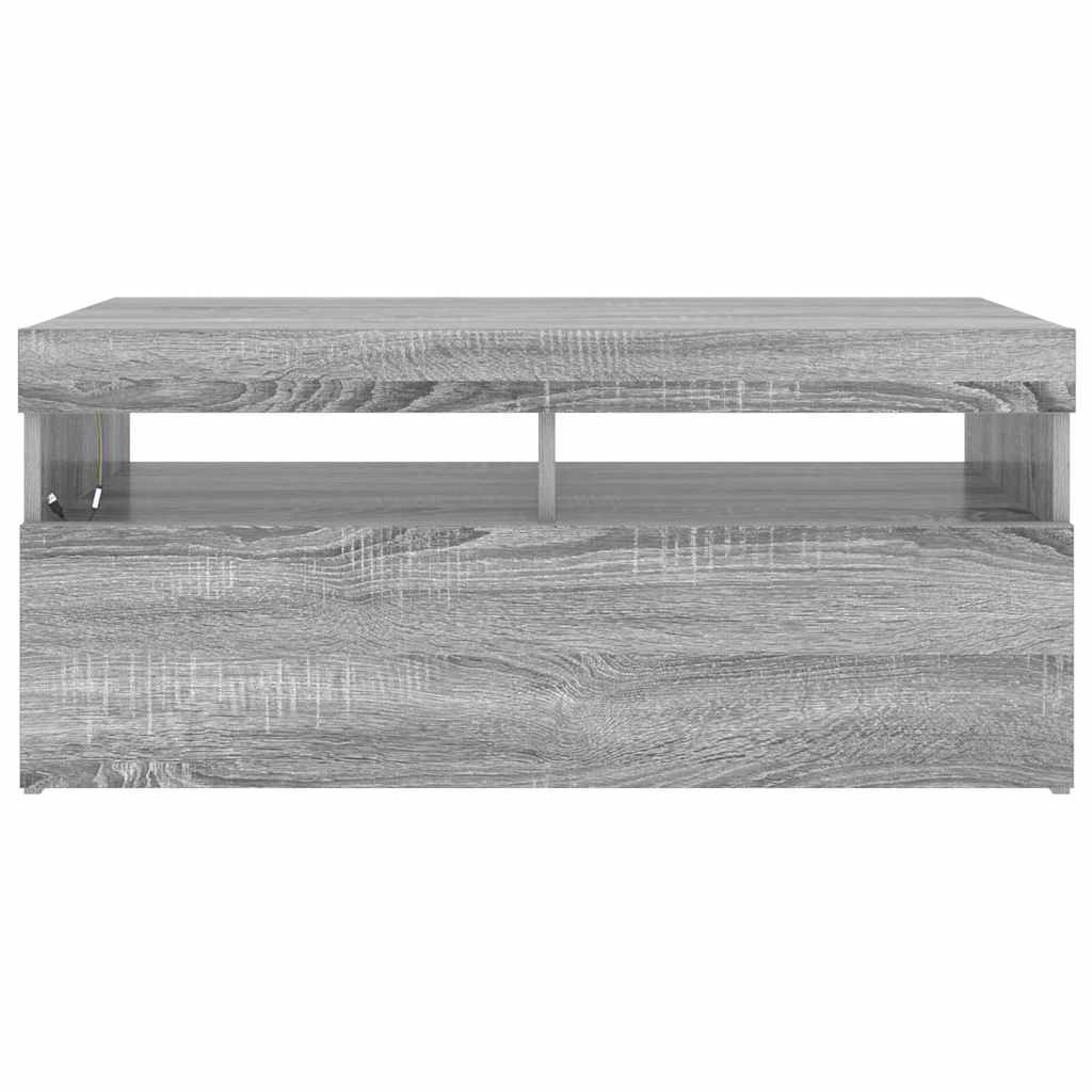 TV spintelė su LED apšvietimu, pilka ąžuolo, 90x35x40cm