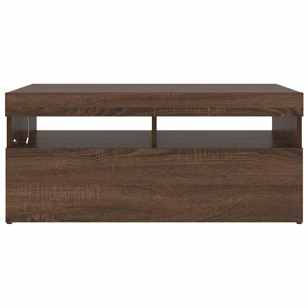 TV spintelė su LED apšvietimu, ruda ąžuolo, 90x35x40cm