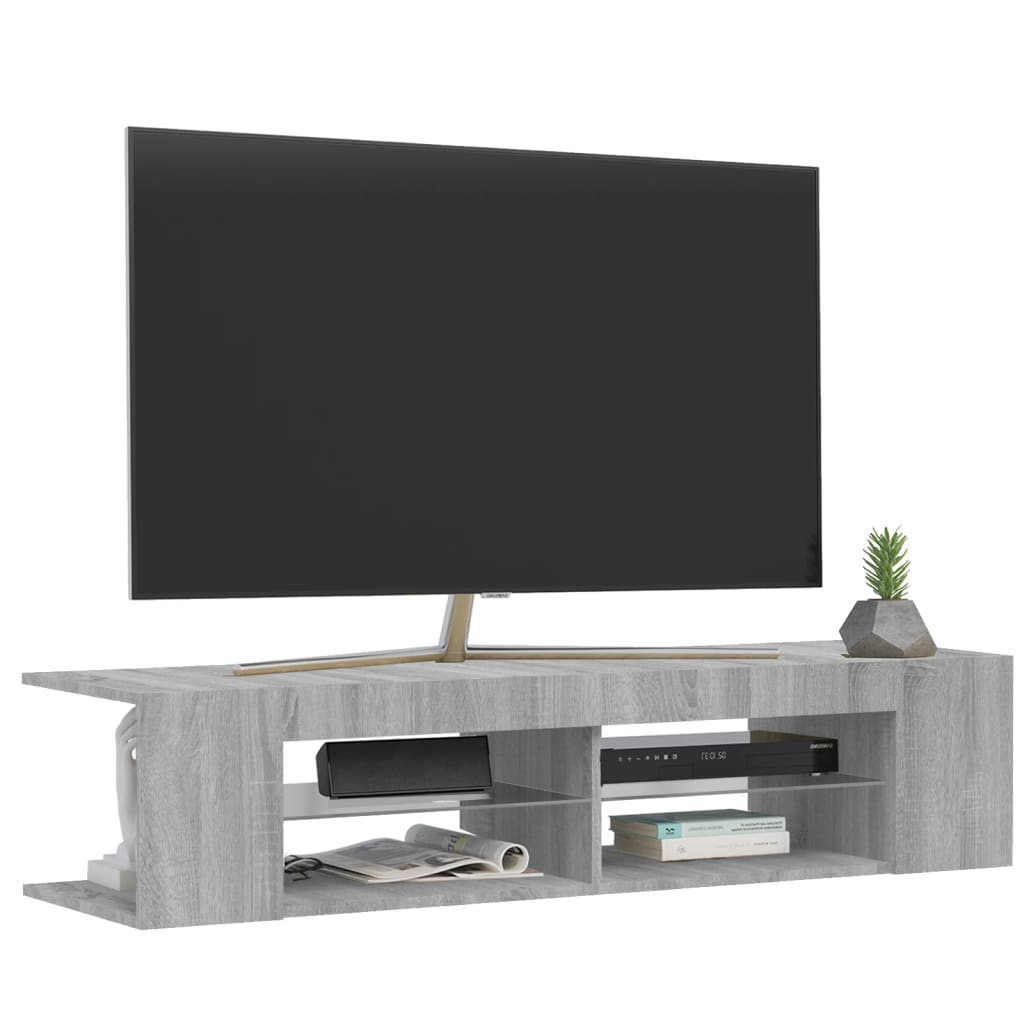 TV skapītis ar LED, pelēks ozols, 135x39x30cm