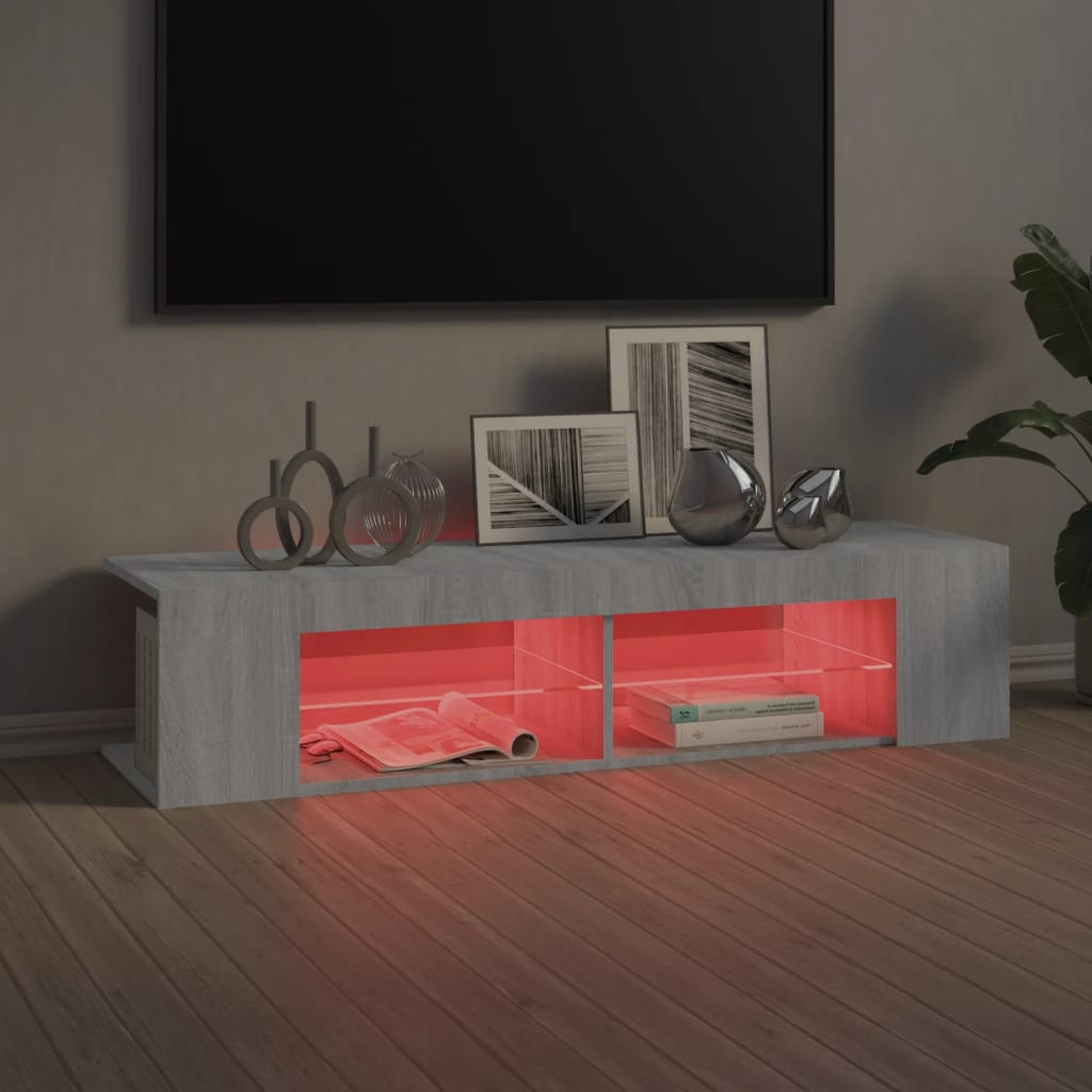 TV skapītis ar LED, pelēks ozols, 135x39x30cm
