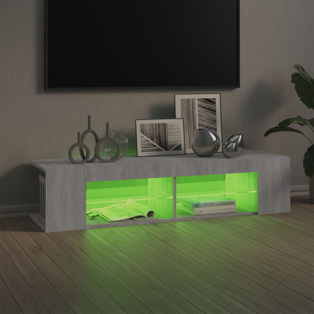 TV skapītis ar LED, pelēks ozols, 135x39x30cm