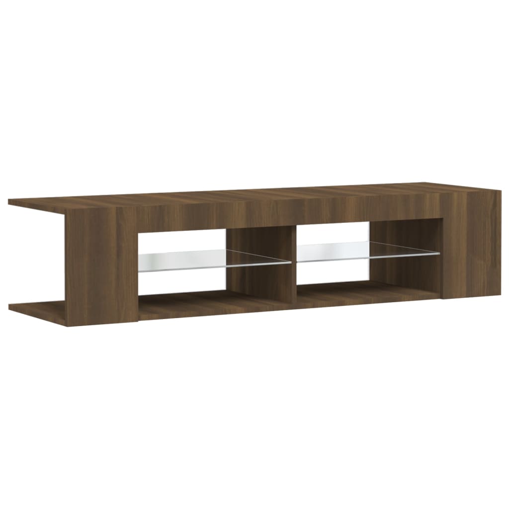 TV cabinet with LED, brown oak, 135x39x30cm