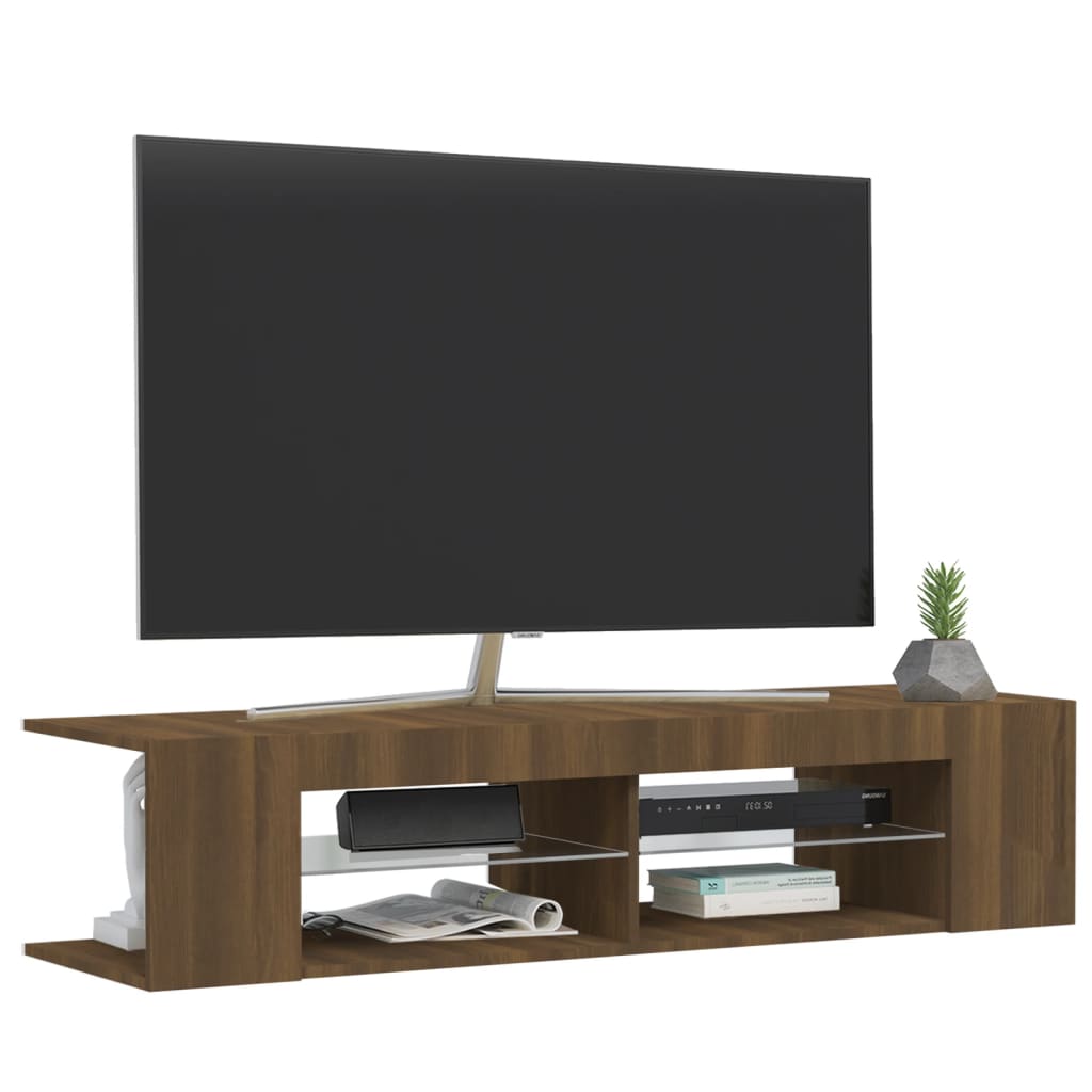 TV cabinet with LED, brown oak, 135x39x30cm