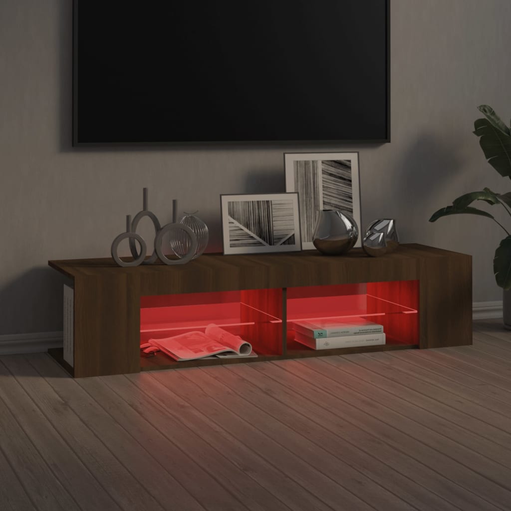 TV cabinet with LED, brown oak, 135x39x30cm