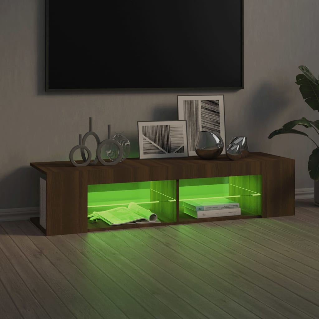TV cabinet with LED, brown oak, 135x39x30cm