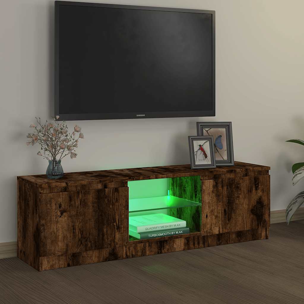 TV skapītis ar LED apgaismojumu, dūmu ozols, 120x30x36cm