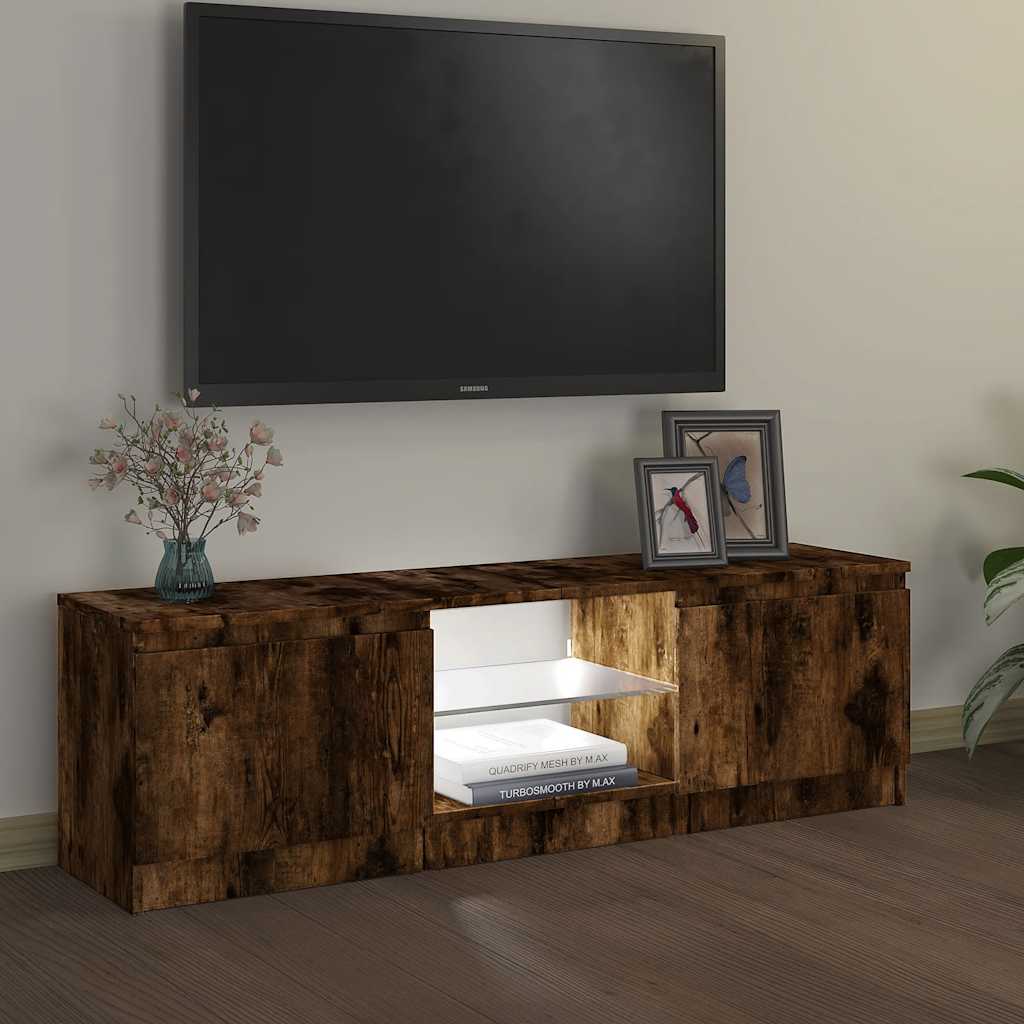TV skapītis ar LED apgaismojumu, dūmu ozols, 120x30x36cm