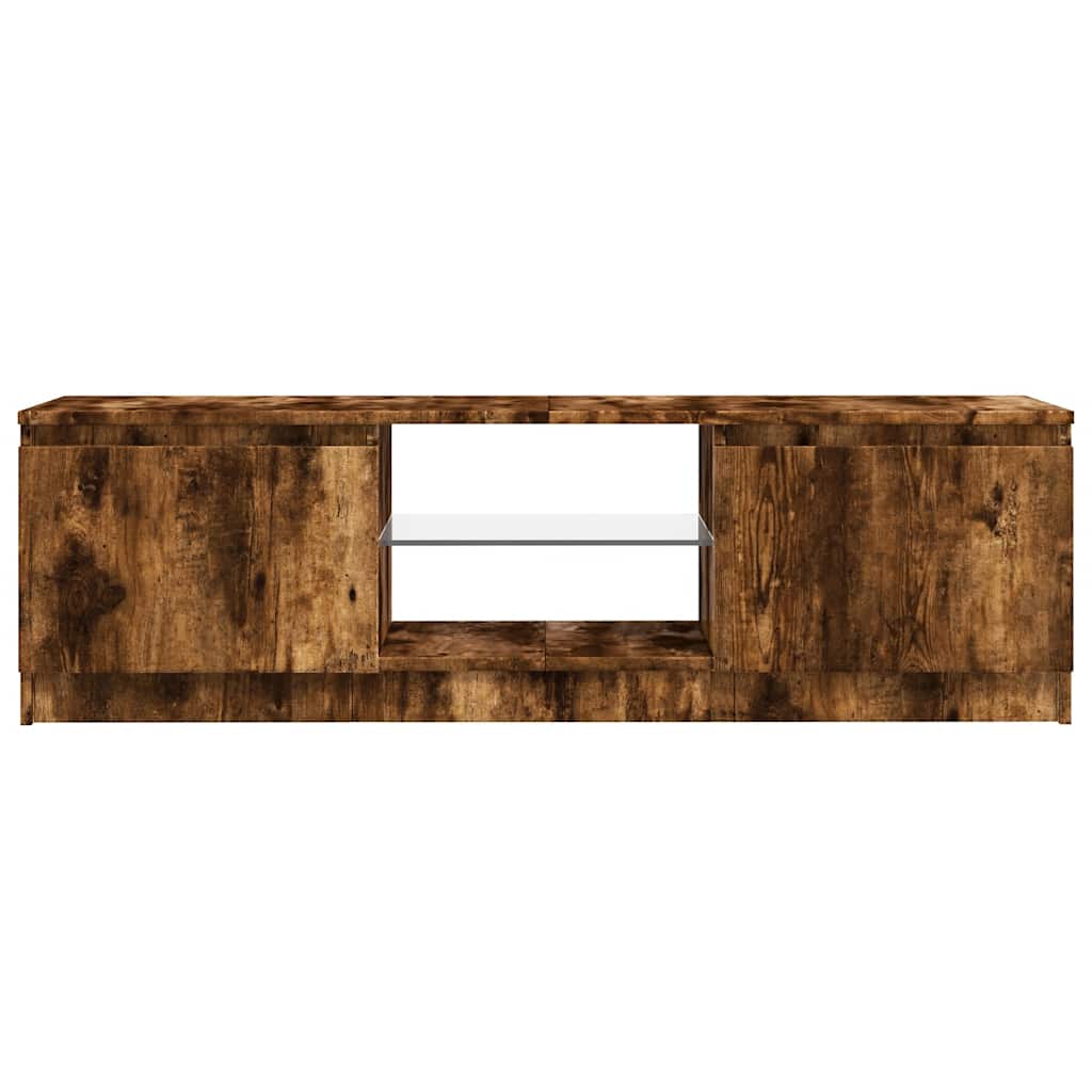 TV skapītis ar LED apgaismojumu, dūmu ozols, 120x30x36cm