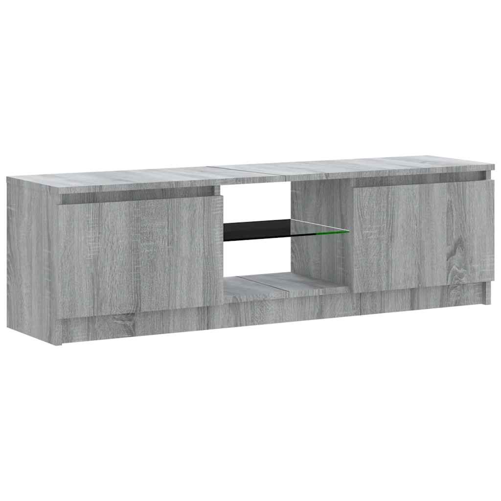 TV spintelė su LED apšvietimu, pilka ąžuolo, 120x30x36cm