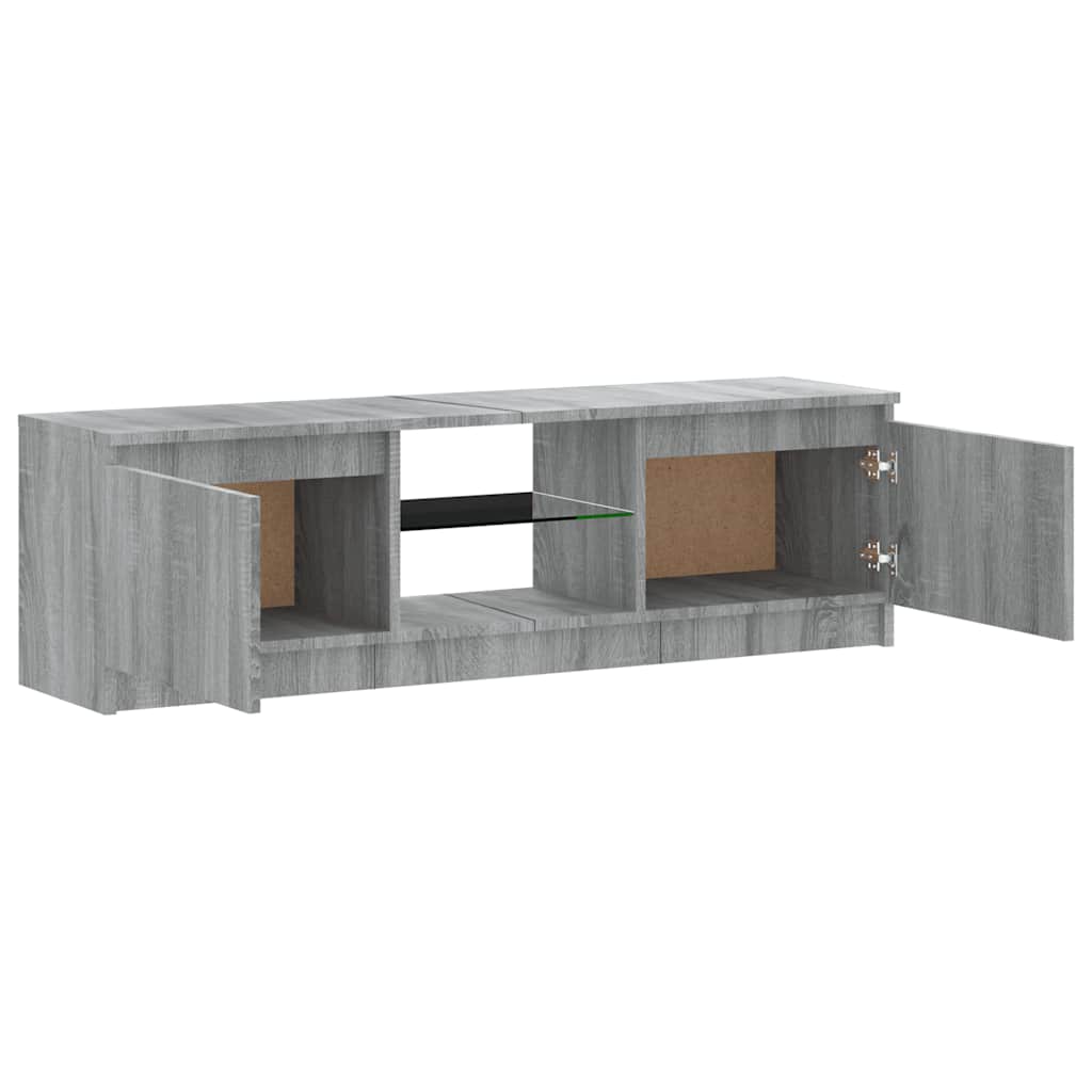 TV spintelė su LED apšvietimu, pilka ąžuolo, 120x30x36cm