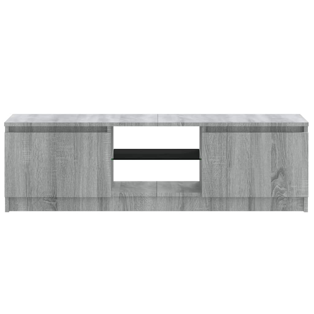 TV spintelė su LED apšvietimu, pilka ąžuolo, 120x30x36cm