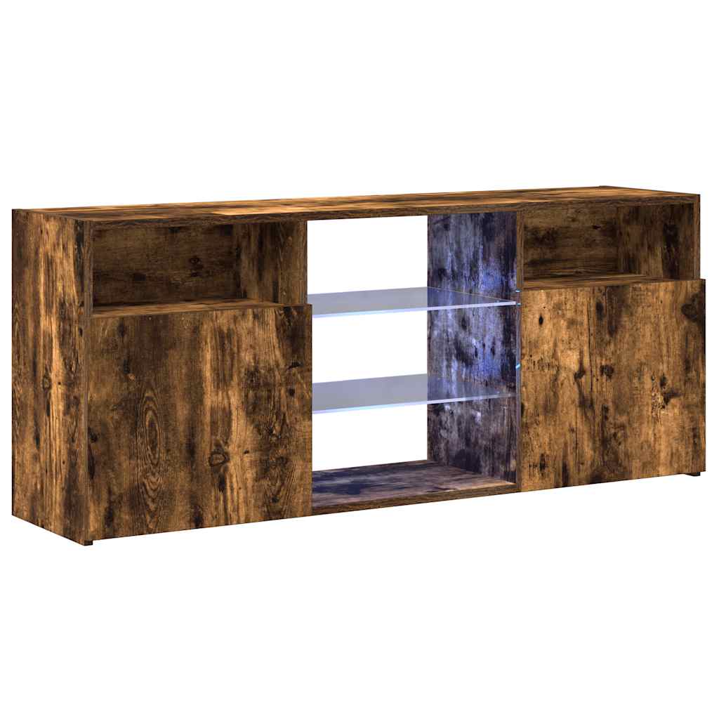 Televizora skapītis ar LED apgaismojumu, dūmu ozols, 120x30x50cm