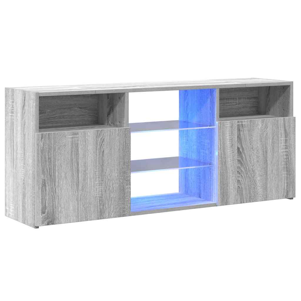 TV cabinet with LED, grey oak, 120x30x50cm