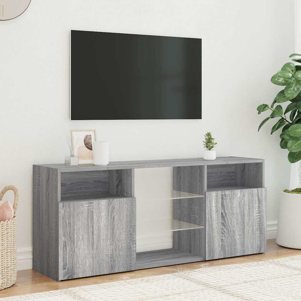 Televizoriaus spintelė su LED, pilka ąžuolo, 120x30x50cm