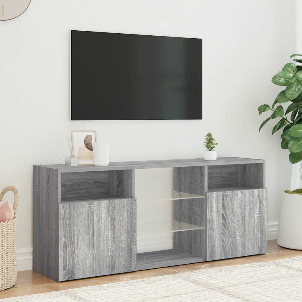 TV cabinet with LED, grey oak, 120x30x50cm