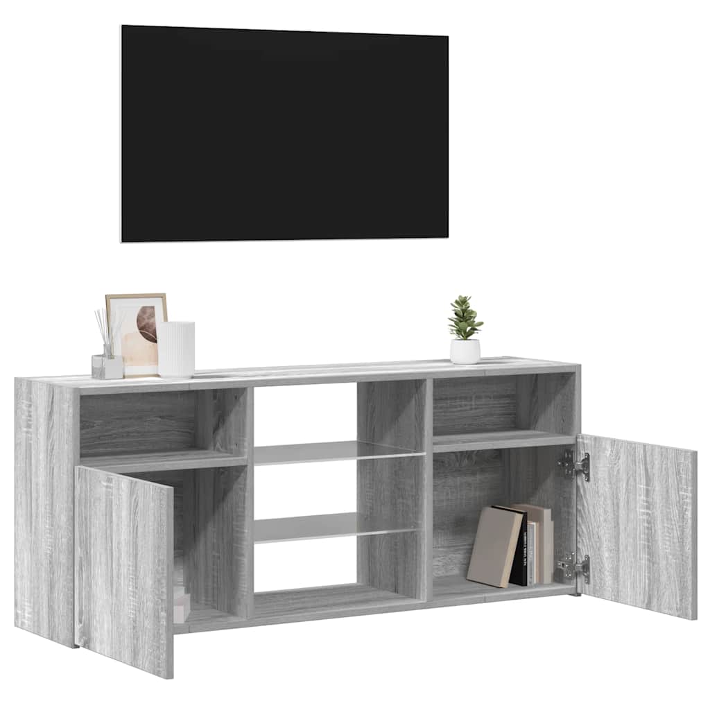 TV cabinet with LED, grey oak, 120x30x50cm