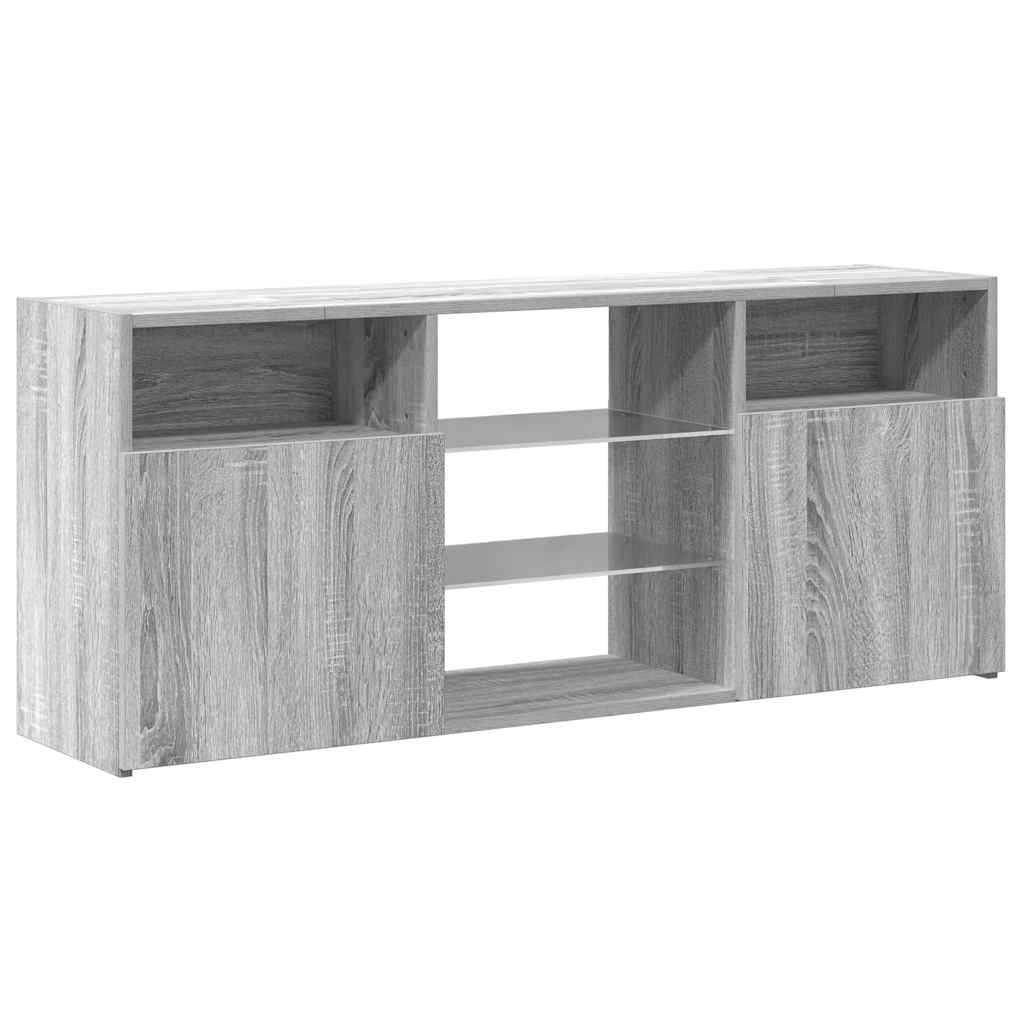 TV cabinet with LED, grey oak, 120x30x50cm