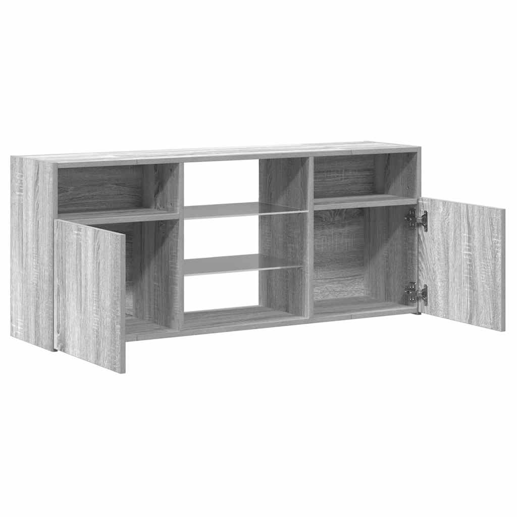 TV cabinet with LED, grey oak, 120x30x50cm