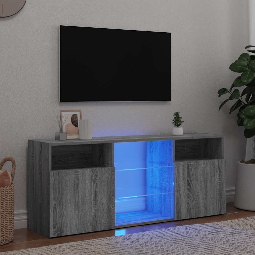TV cabinet with LED, grey oak, 120x30x50cm