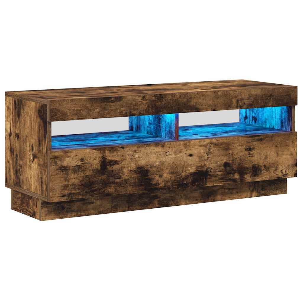 Televizoriaus spintelė su LED, dūminio ąžuolo, 100x35x40cm