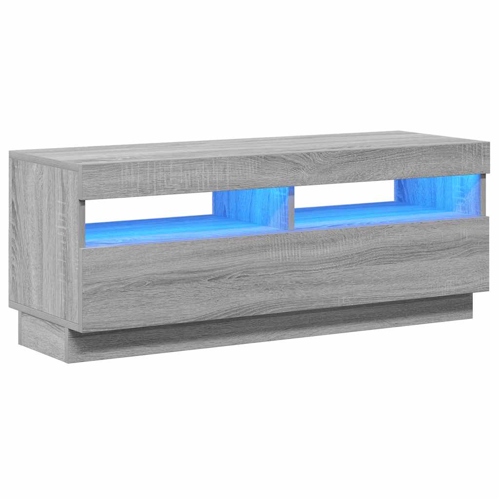 Televizoriaus spintelė su LED, pilka ąžuolo, 100x35x40cm