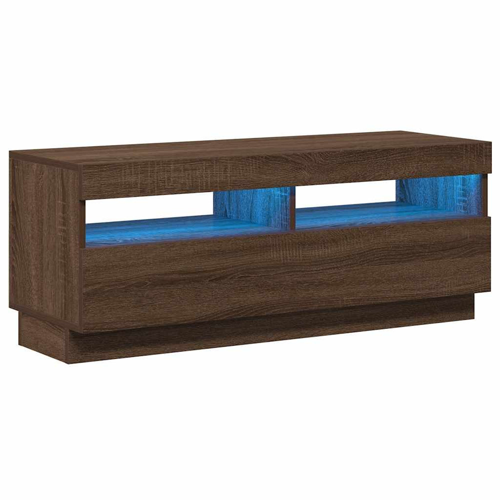 Televizoriaus spintelė su LED, ruda ąžuolo, 100x35x40cm