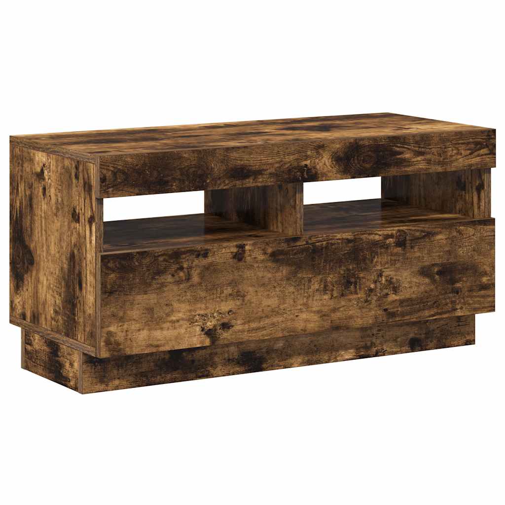 Televizoriaus spintelė su LED, dūminio ąžuolo, 80x35x40cm