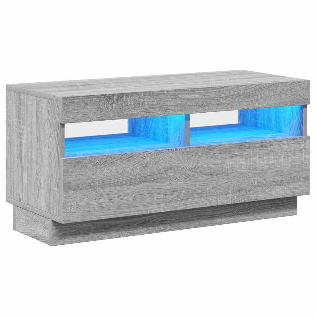 Televizoriaus spintelė su LED, pilka ąžuolo, 80x35x40cm