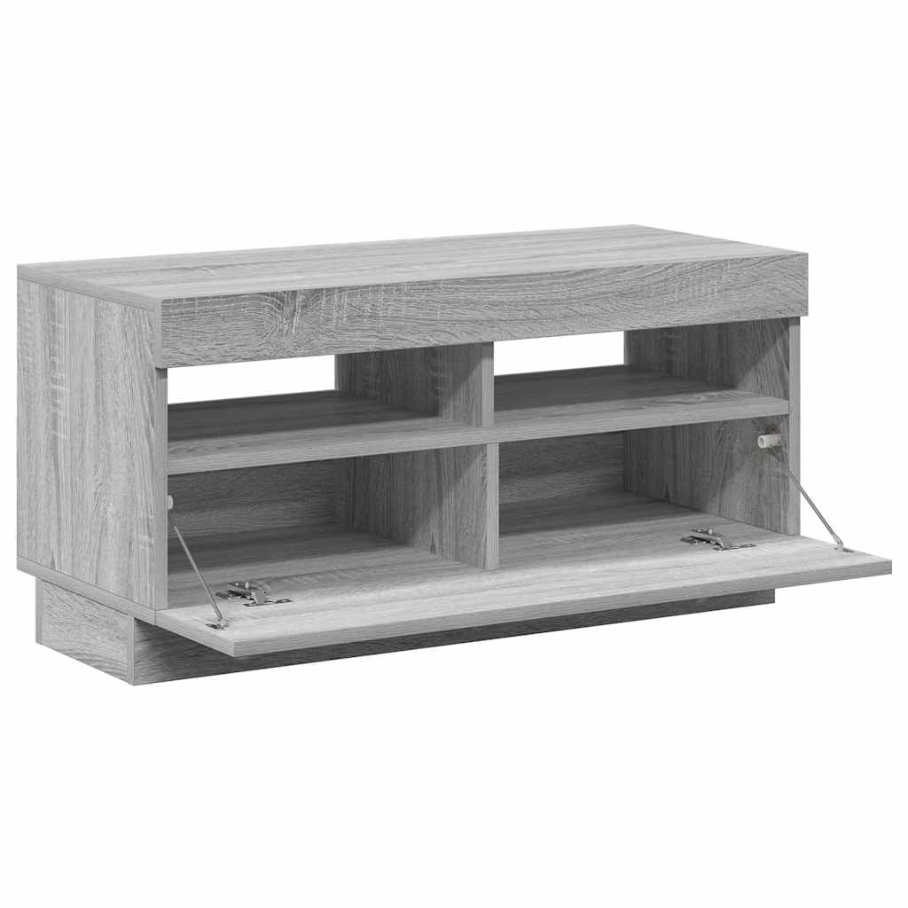 Televizoriaus spintelė su LED, pilka ąžuolo, 80x35x40cm