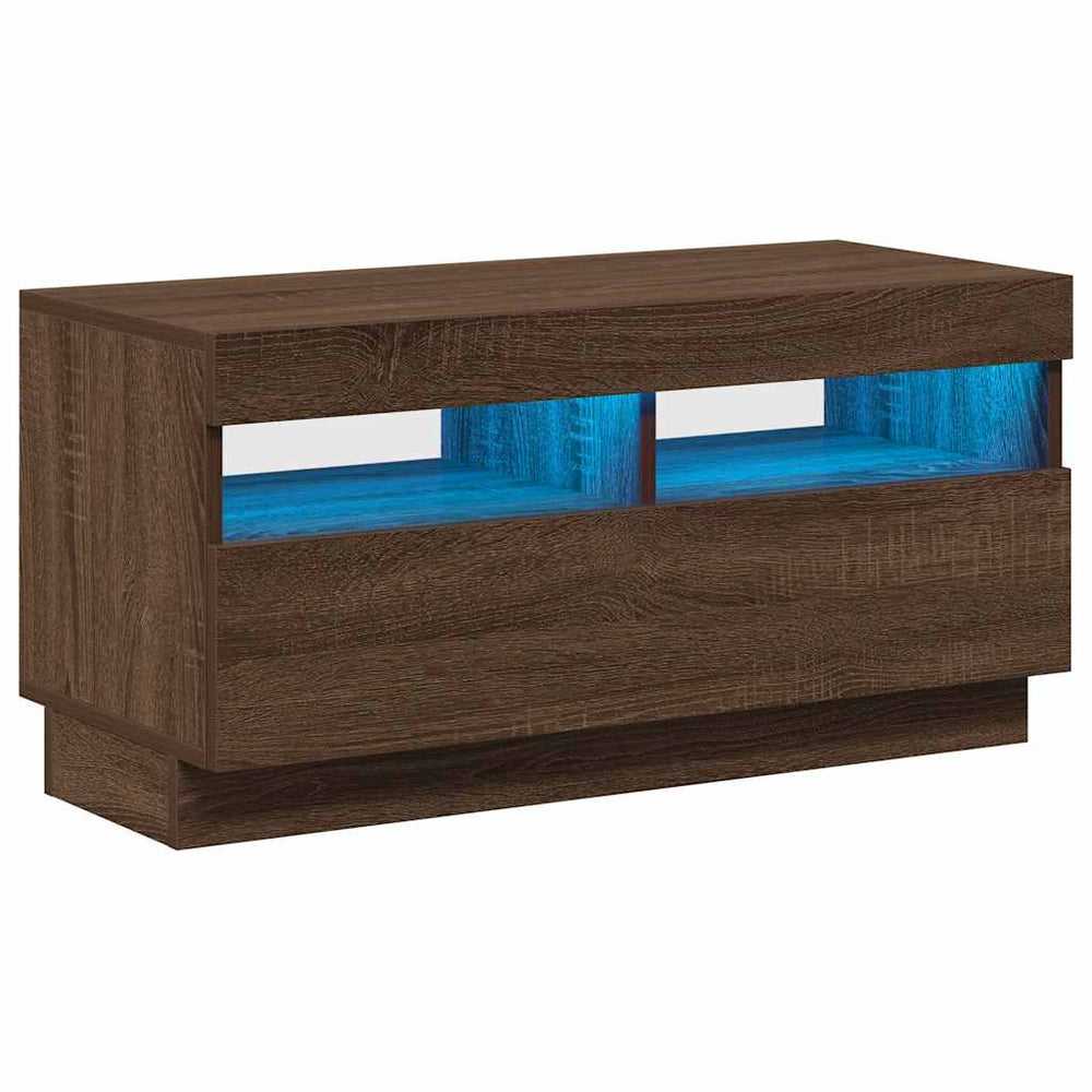 Televizoriaus spintelė su LED, ruda ąžuolo, 80x35x40cm