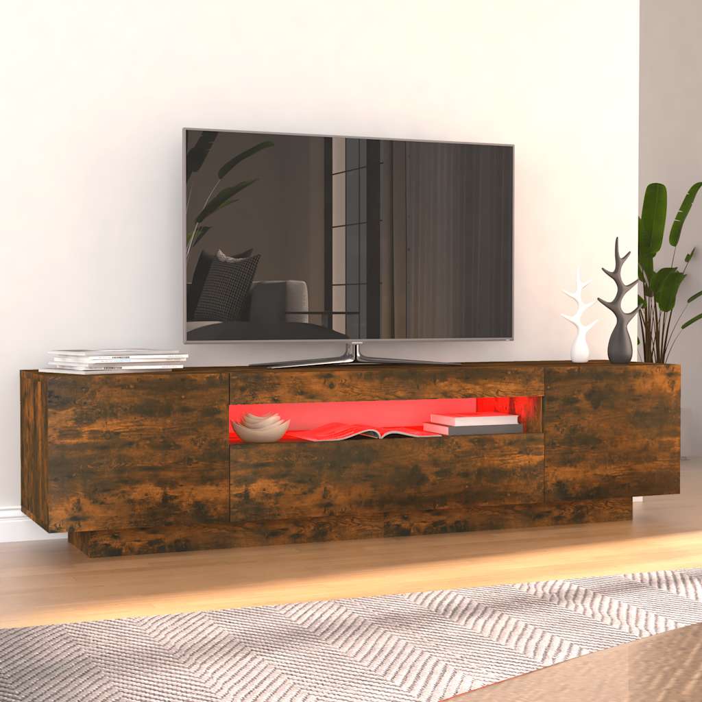 TV skapītis ar LED apgaismojumu, dūmu ozola, 160x35x40 cm