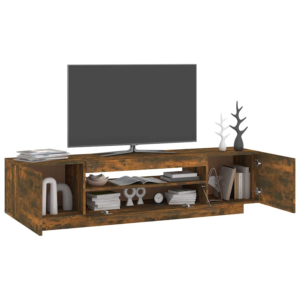 TV skapītis ar LED apgaismojumu, dūmu ozola, 160x35x40 cm