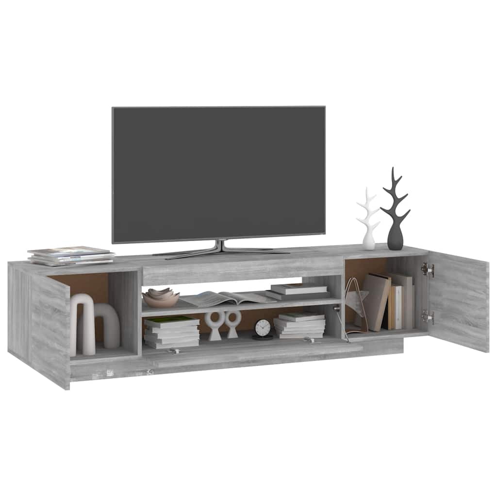 TV cabinet with LED, grey oak, 160x35x40cm