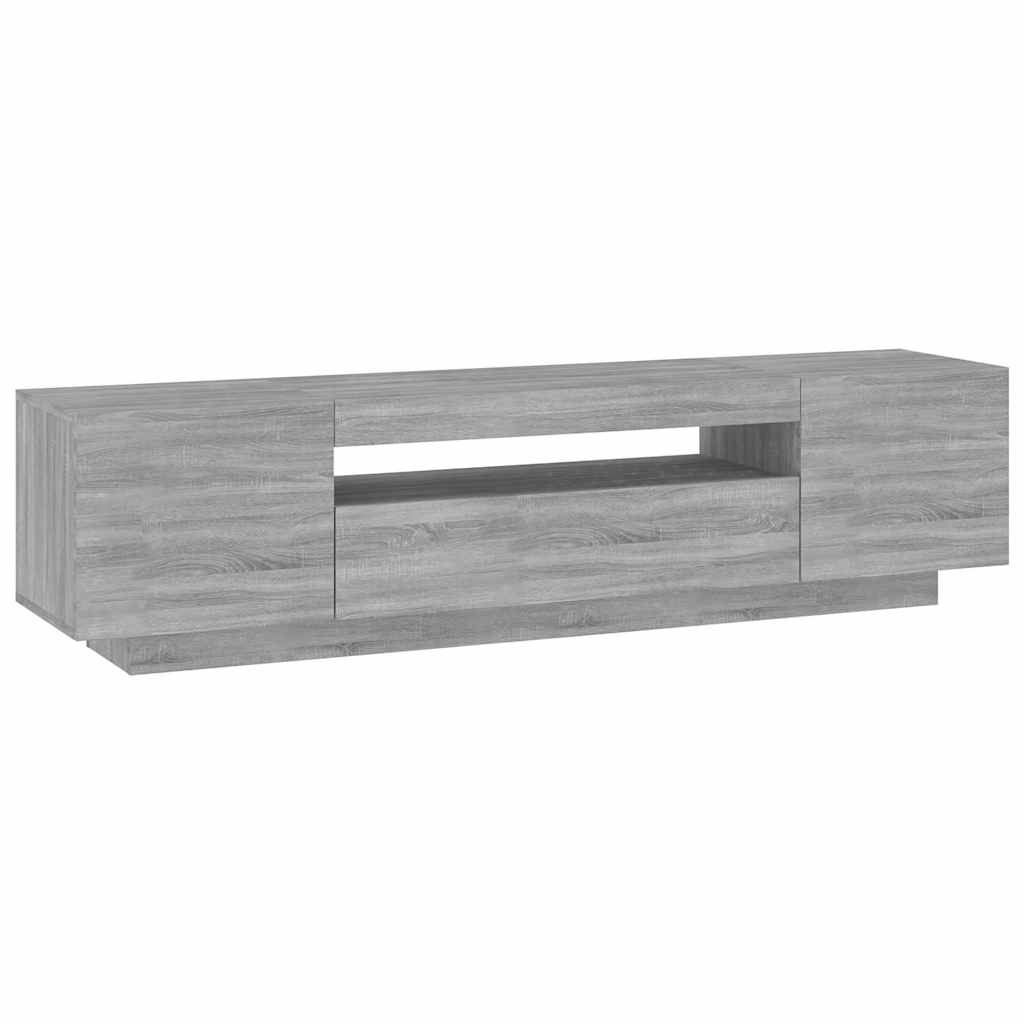 TV cabinet with LED, grey oak, 160x35x40cm