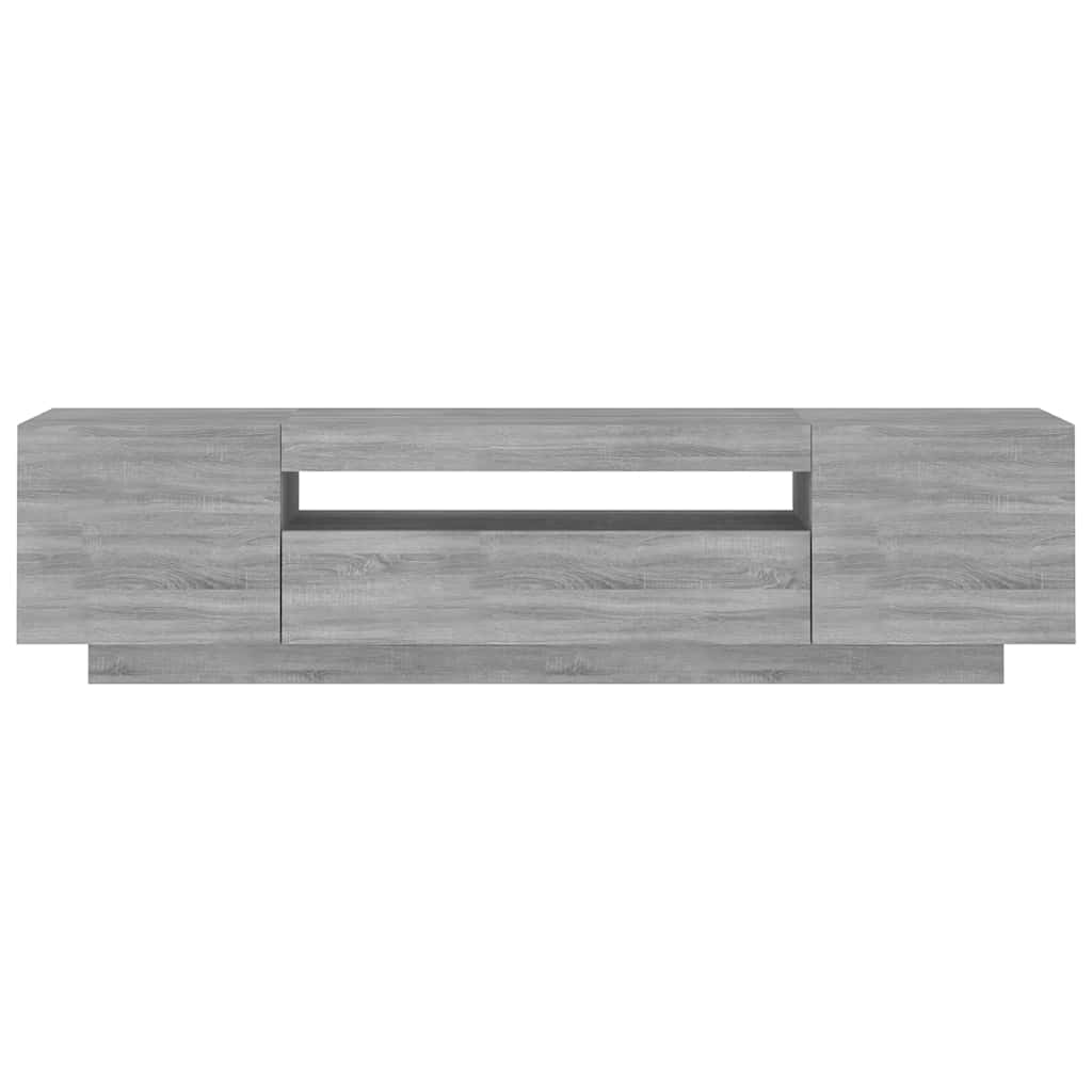 TV cabinet with LED, grey oak, 160x35x40cm