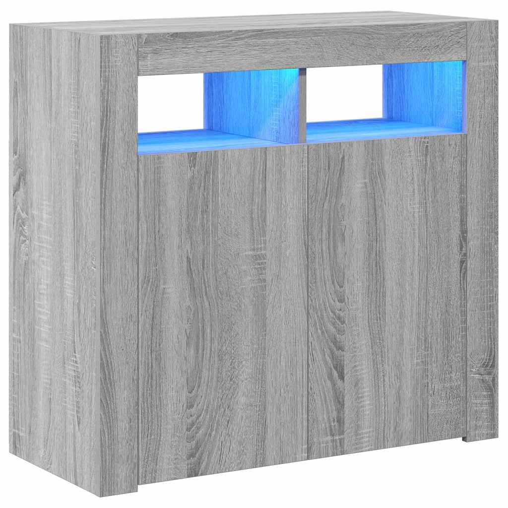 Šoninė spintelė su LED apšvietimu, pilka ąžuolo, 80x35x75cm