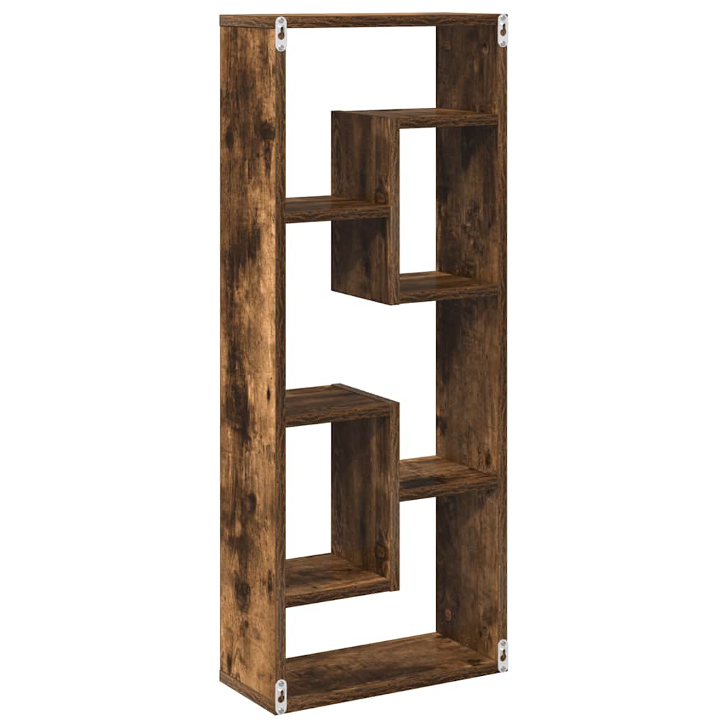Wall shelf, smoke oak, 36x16x90cm, engineered wood