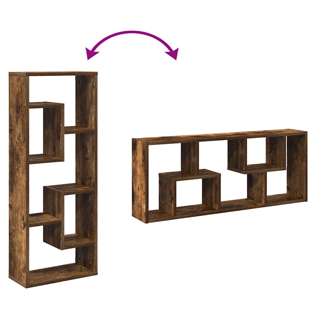 Wall shelf, smoke oak, 36x16x90cm, engineered wood