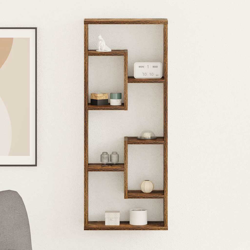 Wall shelf, smoke oak, 36x16x90cm, engineered wood