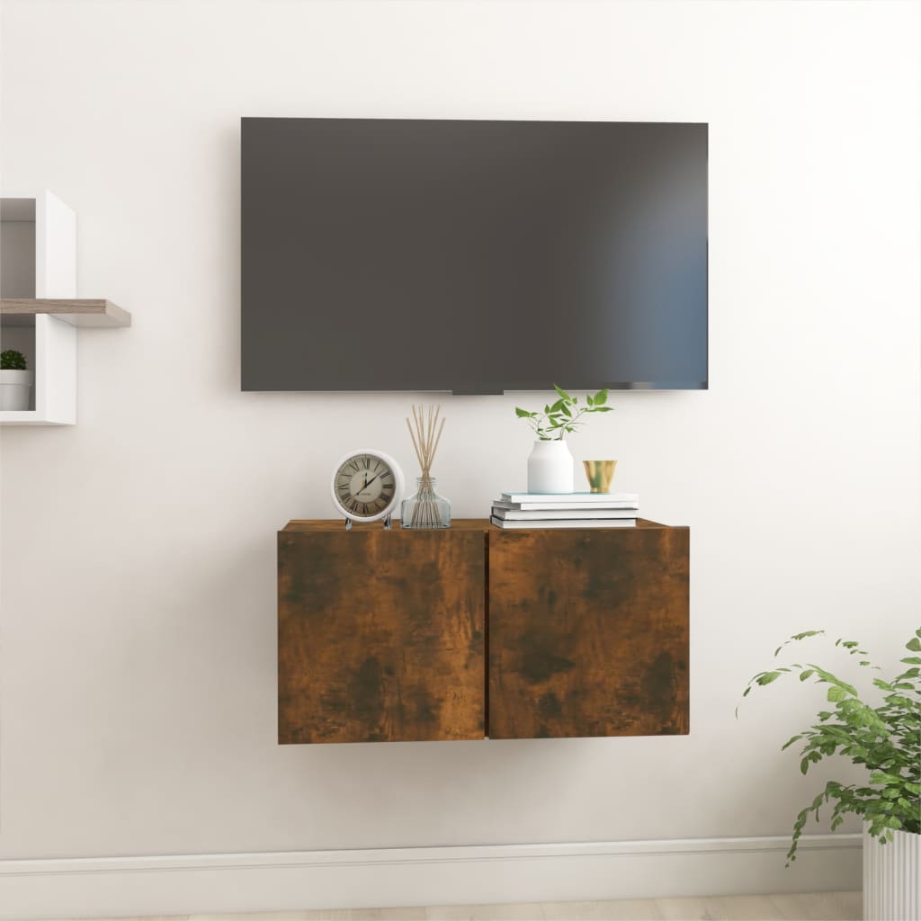 Piekārts TV skapītis, dūmu ozols, 60x30x30cm, koks