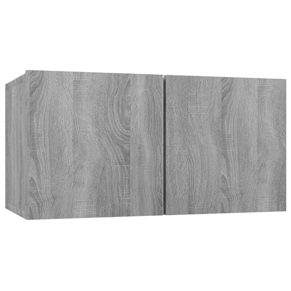 Wall-mounted TV cabinets, 2 pcs, grey, 60x30x30cm, wood