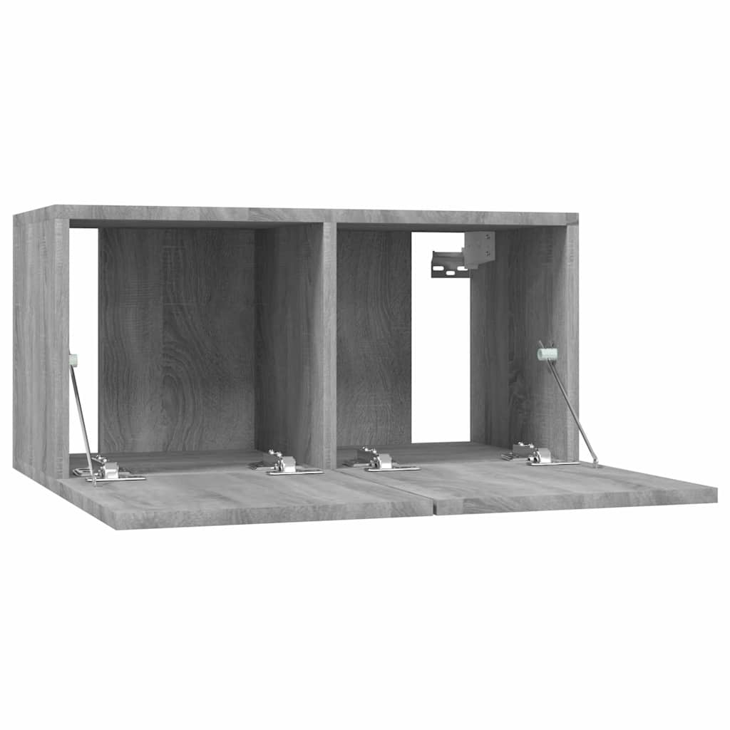 Wall-mounted TV cabinets, 3 pcs, grey, 60x30x30cm, wood