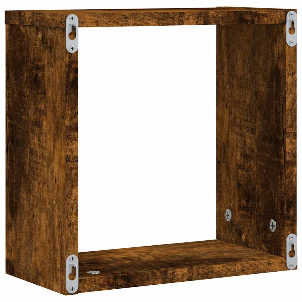 Wall Cube lentynos 4 vnt Rūkytas ąžuolas 30x15x30 cm