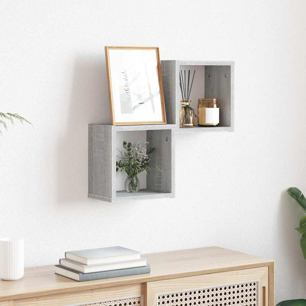 Wall Shelves 2 pcs Grey 26 x 15 x 26 cm Engineered Wood