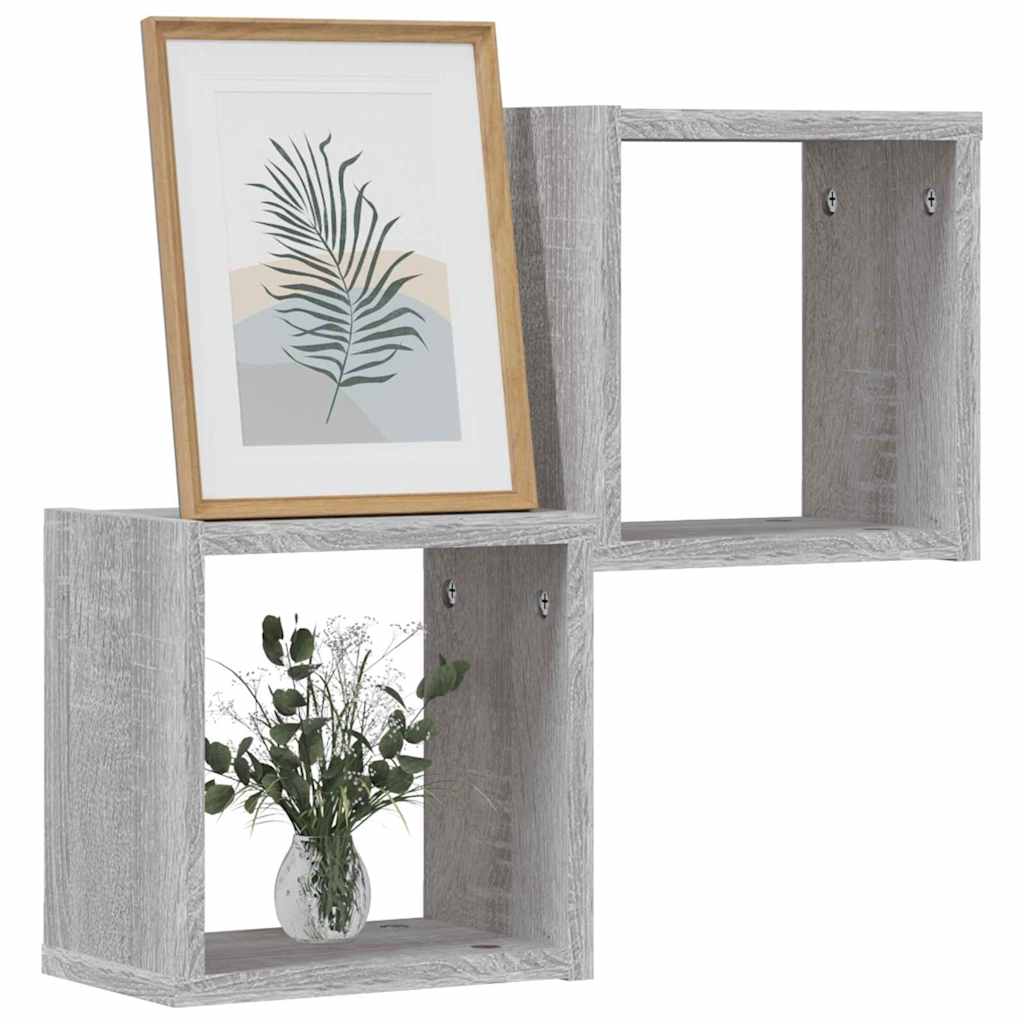 Wall Shelves 2 pcs Grey 26 x 15 x 26 cm Engineered Wood