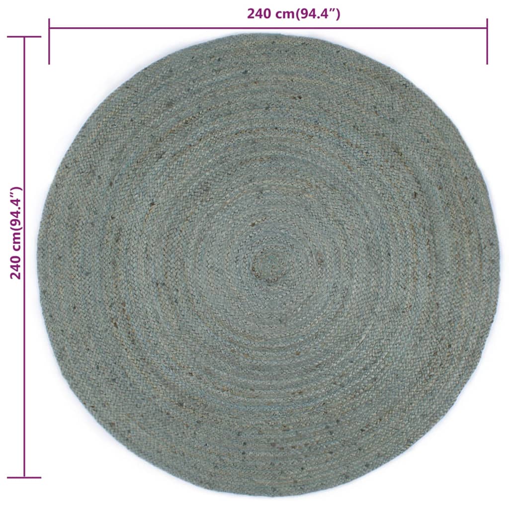 Paklājs, zaļš, 240 cm, džuta, apaļš, roku darbs