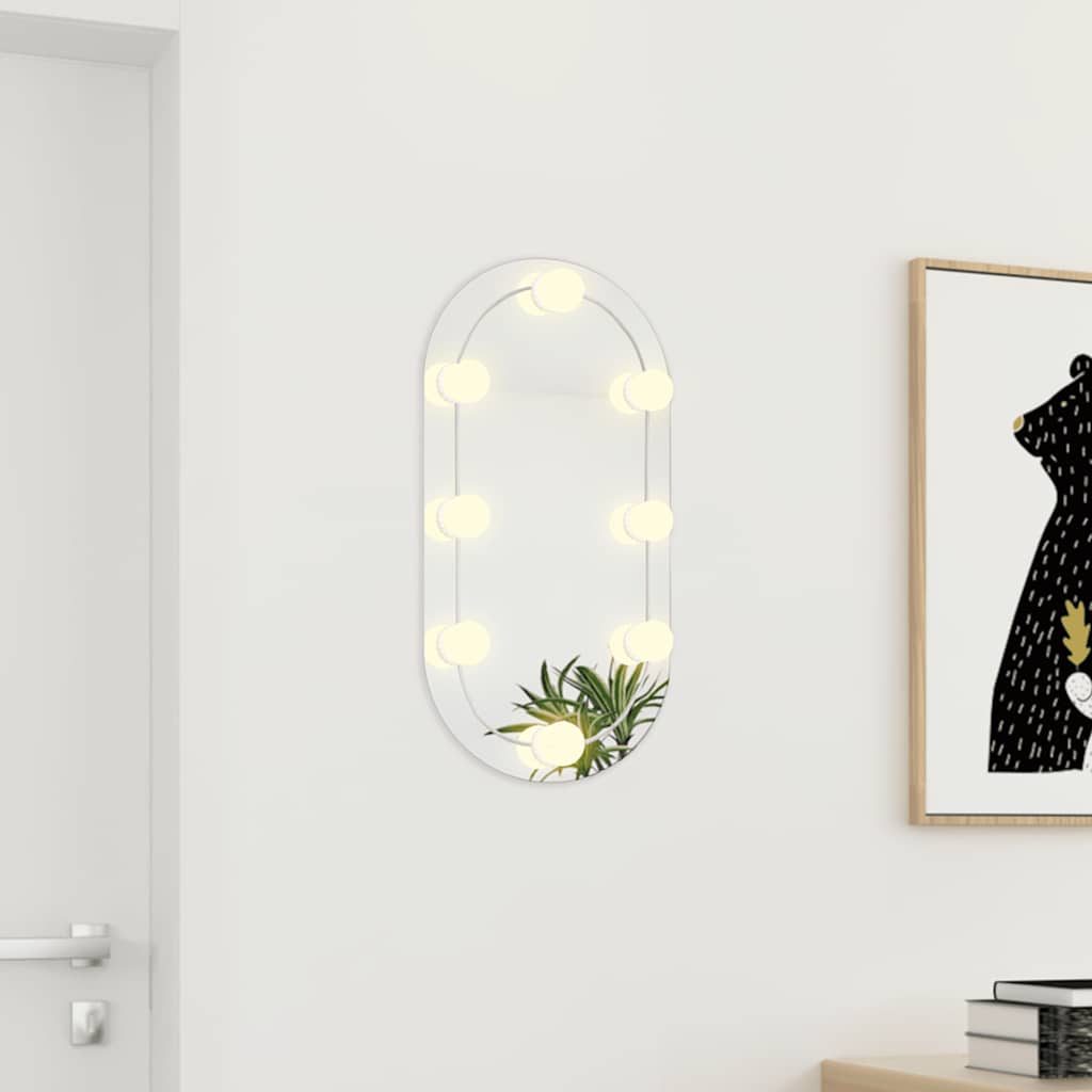 Spogulis ar LED gaismām, 60x30cm, stikls, ovāls