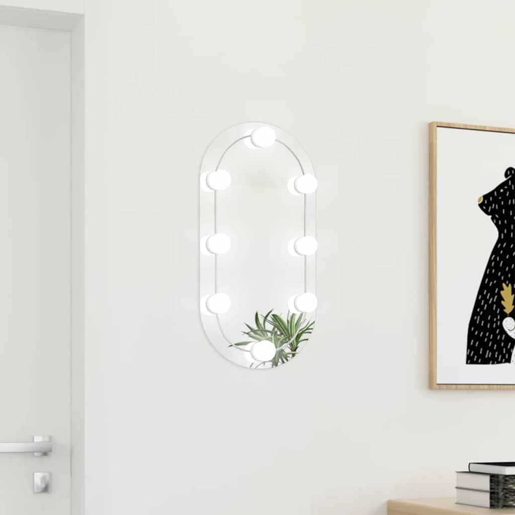 Spogulis ar LED gaismām, 60x30cm, stikls, ovāls