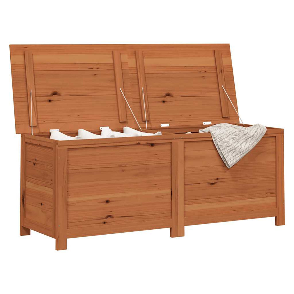 Outdoor cushion box, brown, 150x50x56cm, solid fir wood